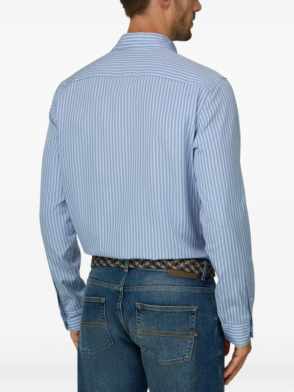Boggi Milano Gestreept popeline overhemd Blauw