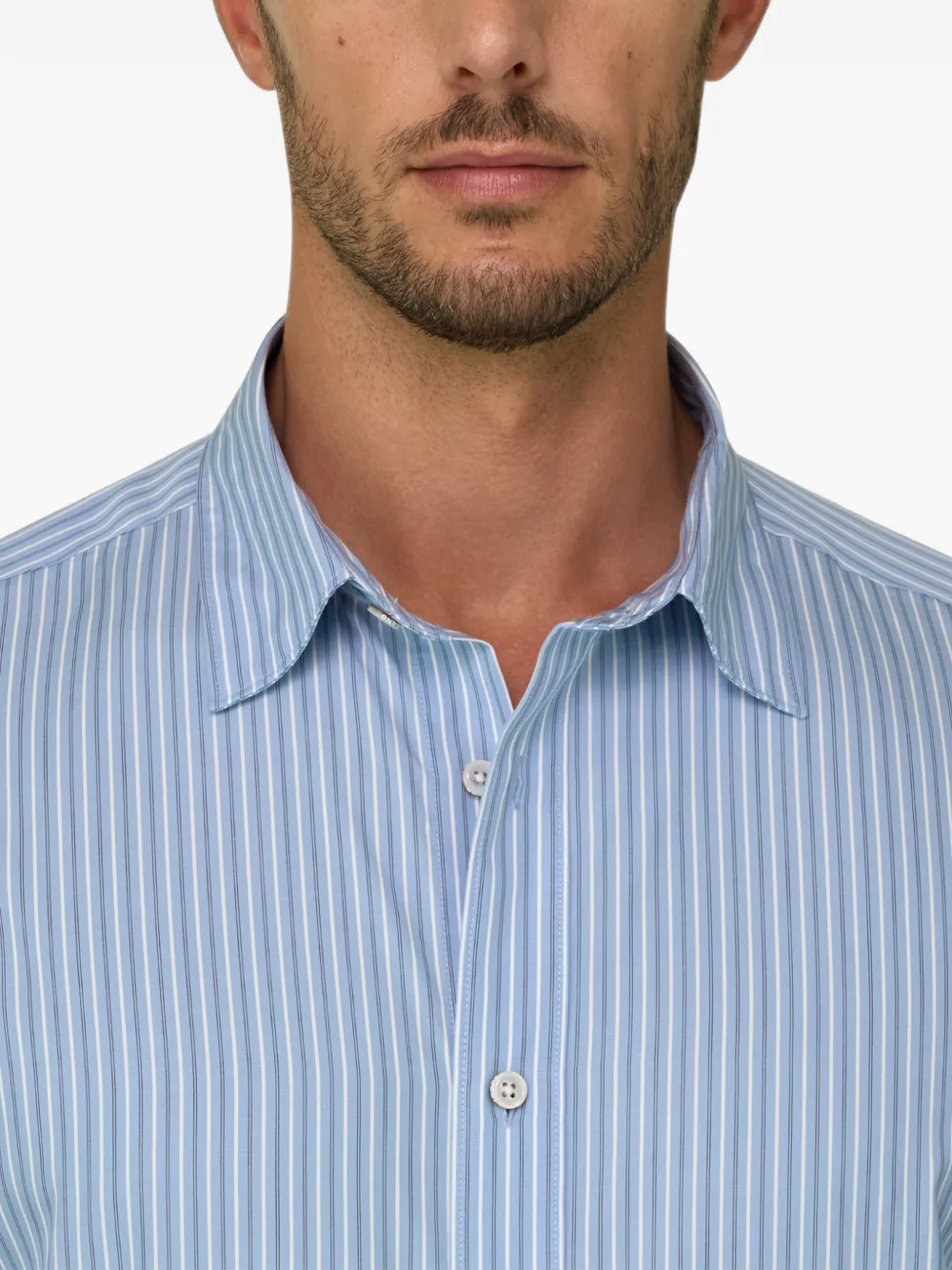 Boggi Milano Gestreept popeline overhemd Blauw