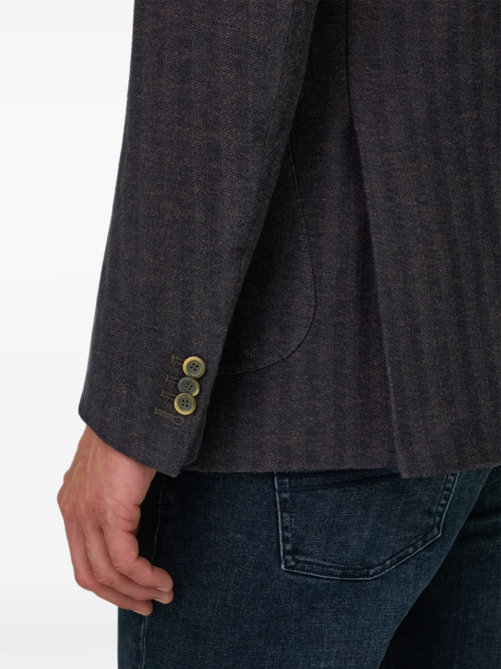 Boggi Milano Katoenen blazer met visgraatpatroon Bruin