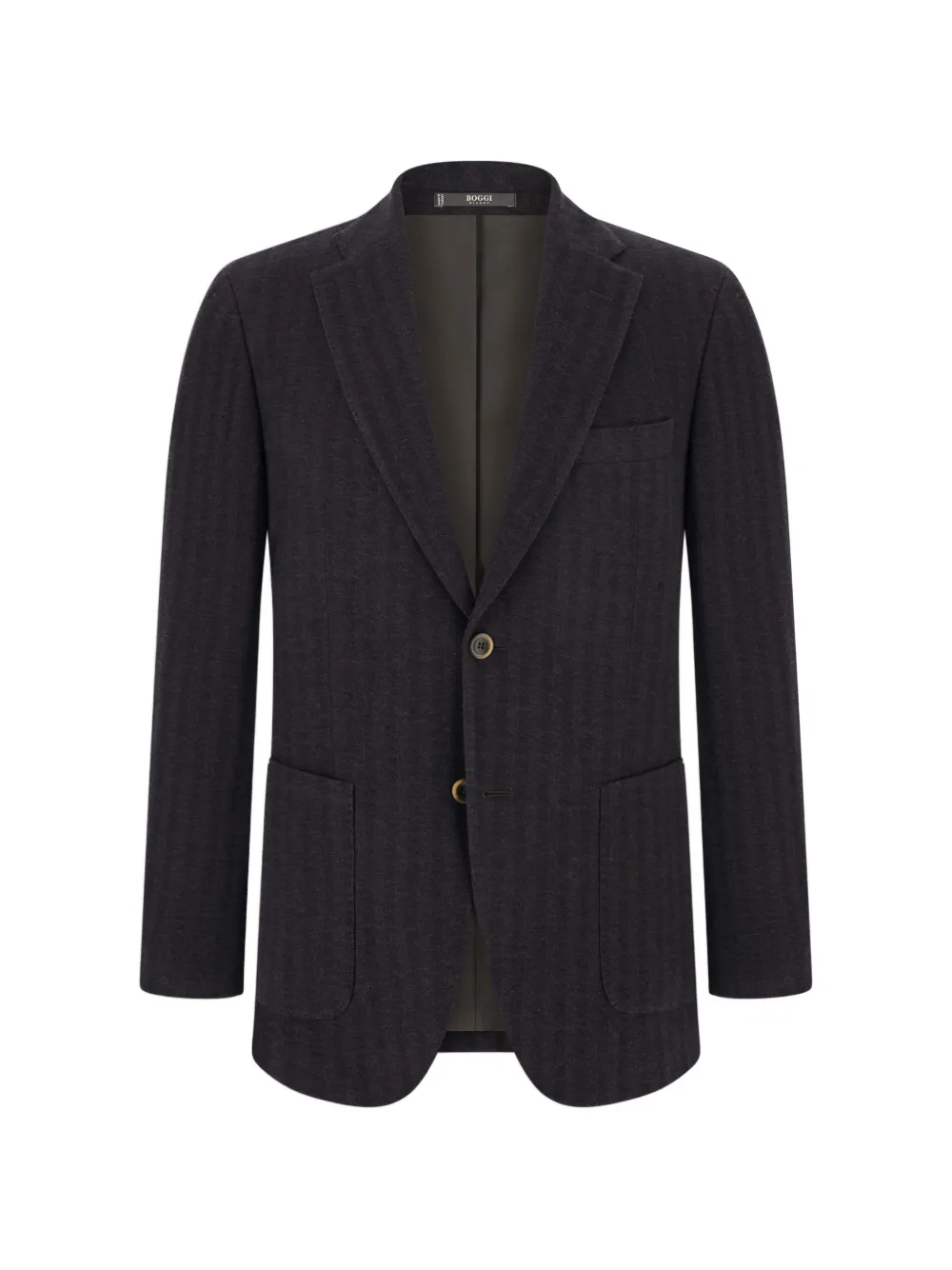 Boggi Milano blazer herringbone in cotton and wool B jersey - Marrone