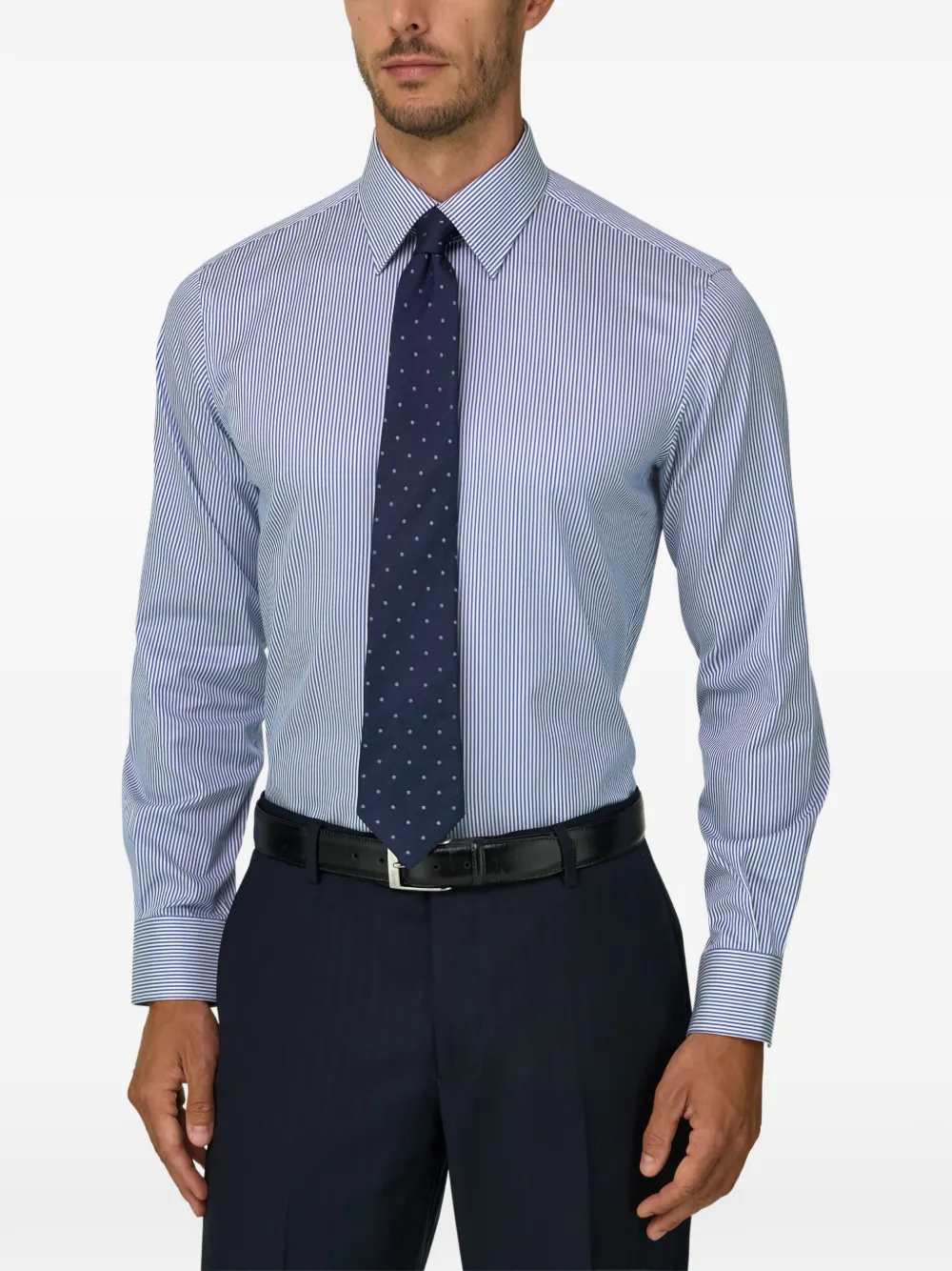 Boggi Milano Gestreept overhemd van katoenen twill Blauw
