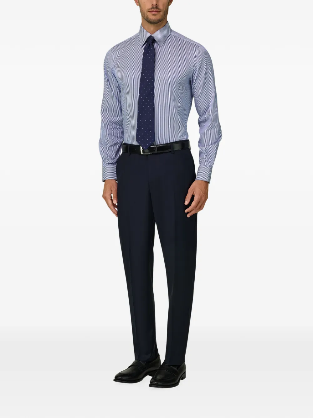 Boggi Milano Gestreept overhemd van katoenen twill Blauw