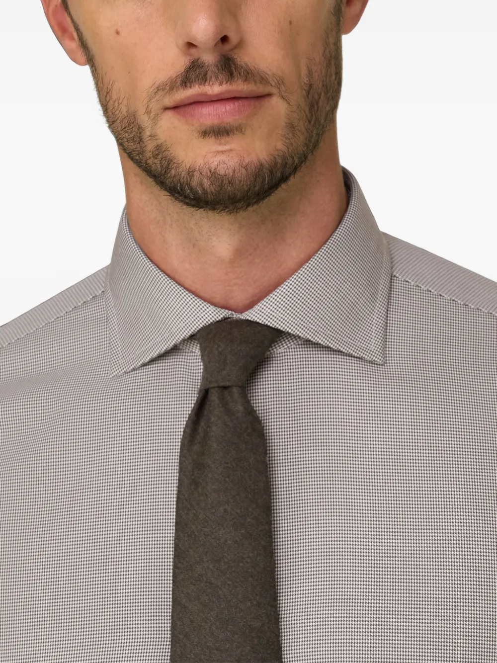Boggi Milano Regular-fit overhemd met pied-de-poule print Bruin