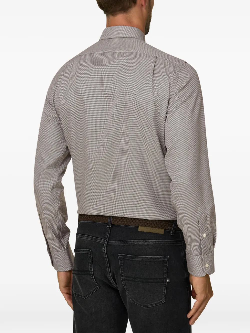 Boggi Milano Regular-fit overhemd met pied-de-poule print Bruin