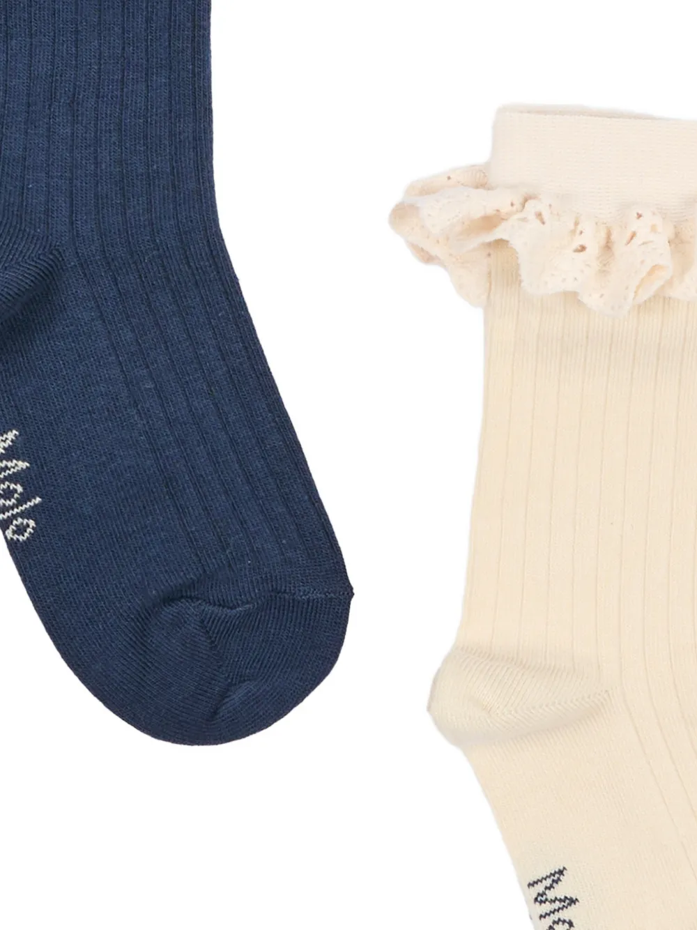 Molo Twee paar Nana geribbelde sokken met ruches afwerking Blauw