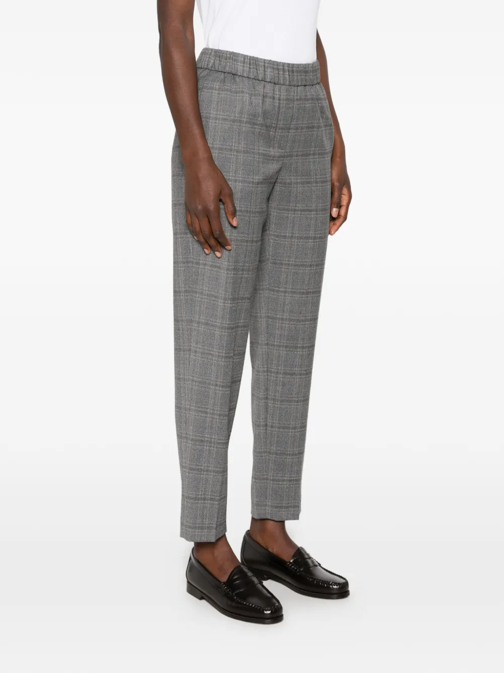 Peserico Prince of Wales geruite broek met elastische taille en toelopende pijpen Grijs