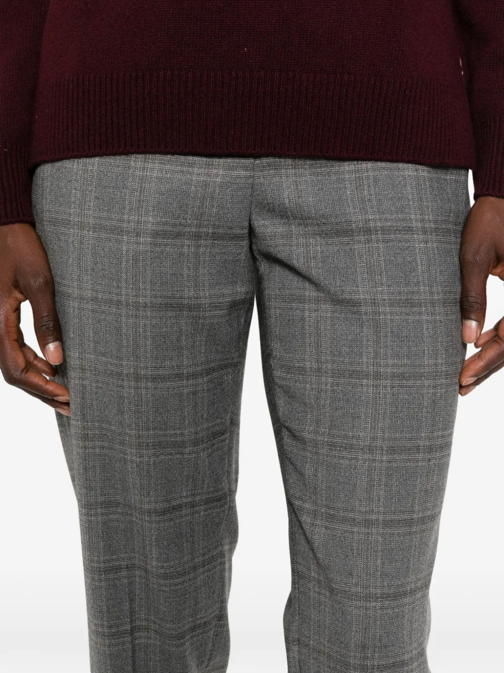 Peserico Prince of Wales geruite broek met elastische taille en toelopende pijpen Grijs