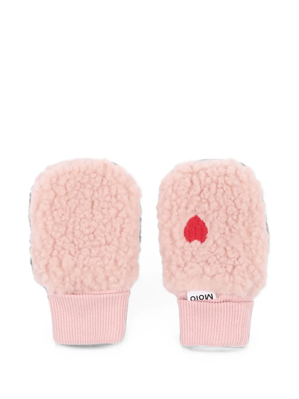 Molo heart-patch fleece mittens - Rosa