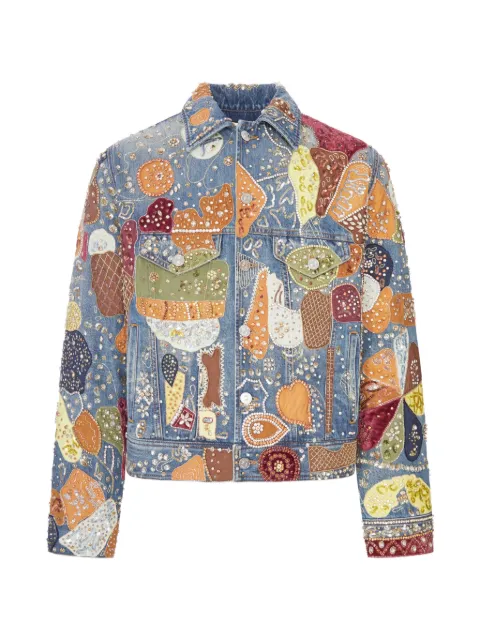 AMIRI embroidered crystal-embellished denim jacket