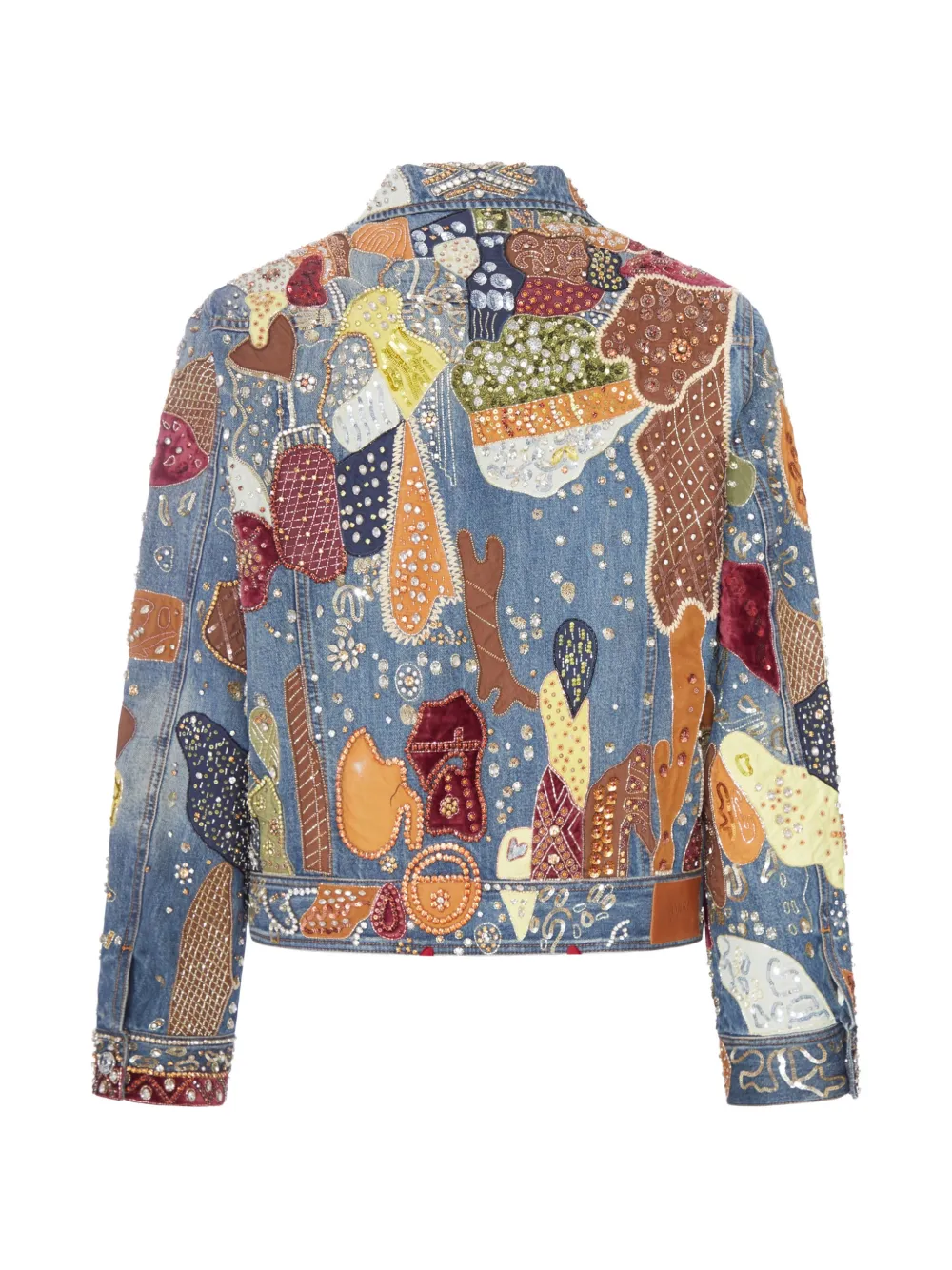 AMIRI embroidered crystal-embellished denim jacket Blauw