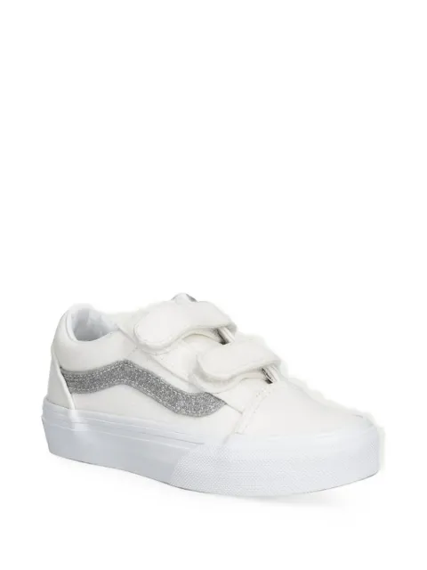 Vans Kids Old Skool V glitter-detail touch-strap sneakers