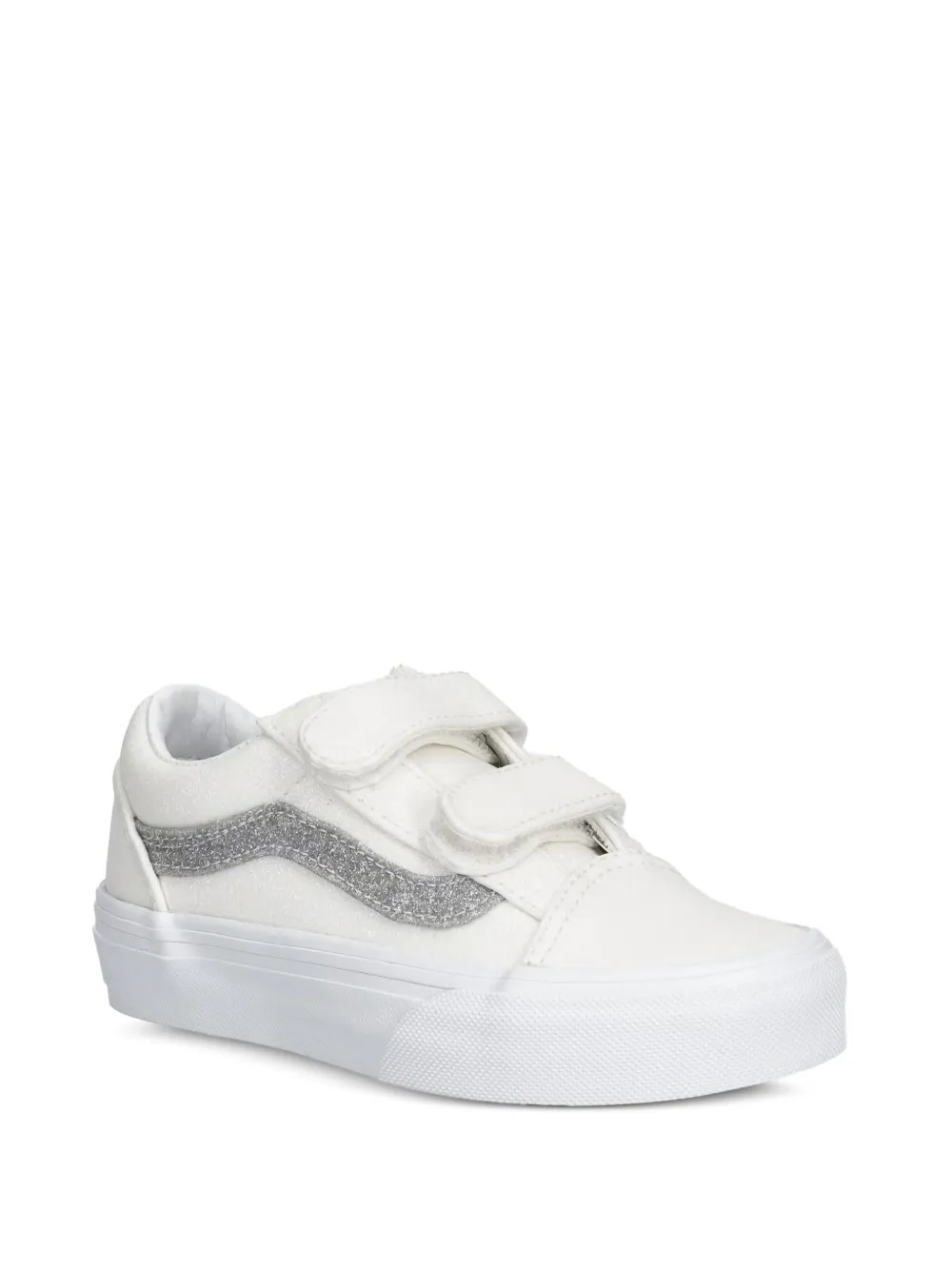 Vans Kids Old Skool glitter-detail touch-strap sneakers - Bianco