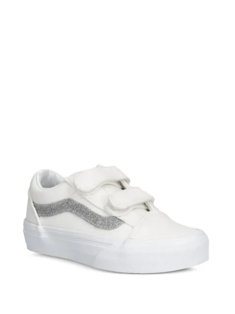 Vans Kids Old Skool V glitter-detail touch-strap sneakers