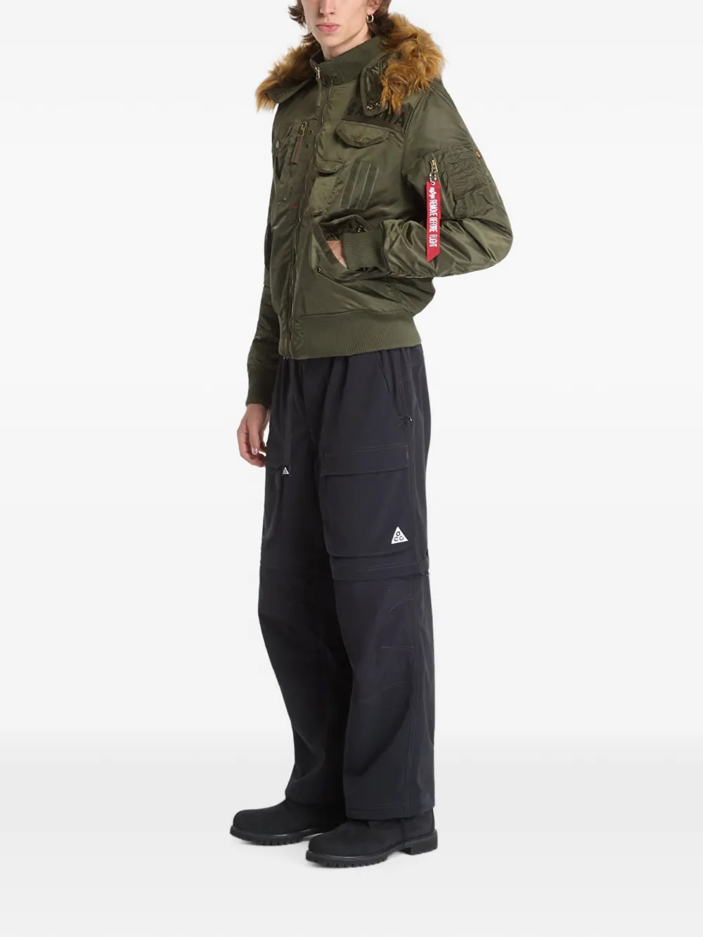 Alpha Industries Deflector bomberjack met afwerking van imitatiebont Groen