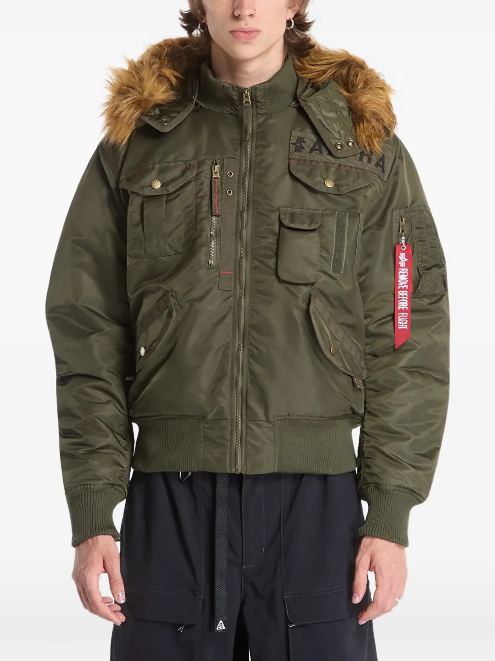 Alpha Industries Deflector faux-fur-trim bomber jacket - Verde