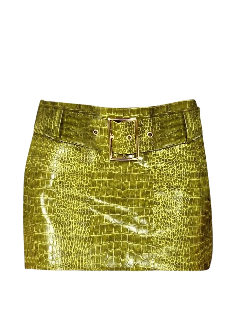 Rowen Rose croco-effect belted mini skirt