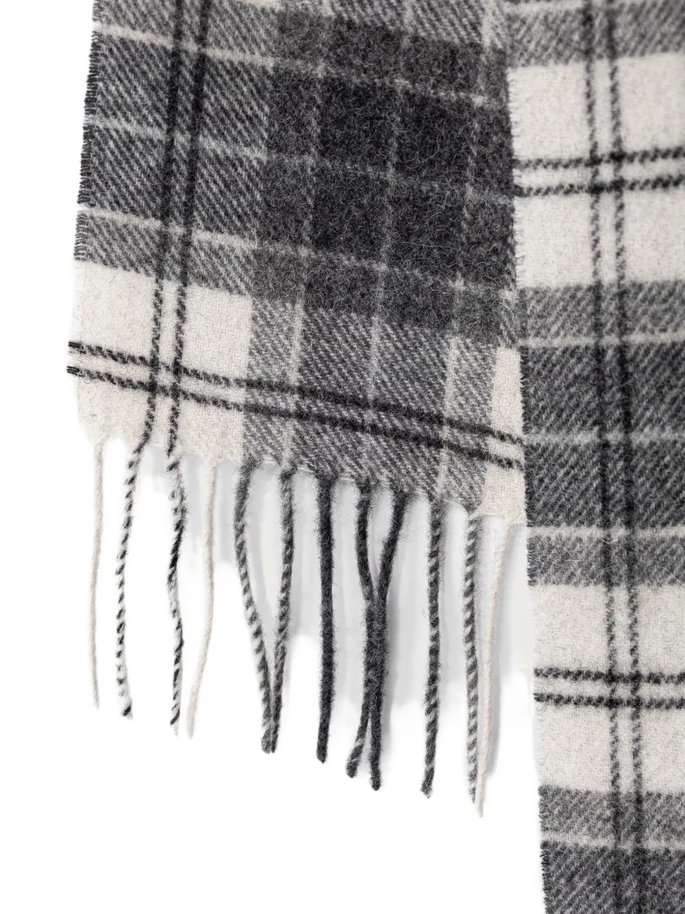 Barbour tartan-check fringed scarf Grijs