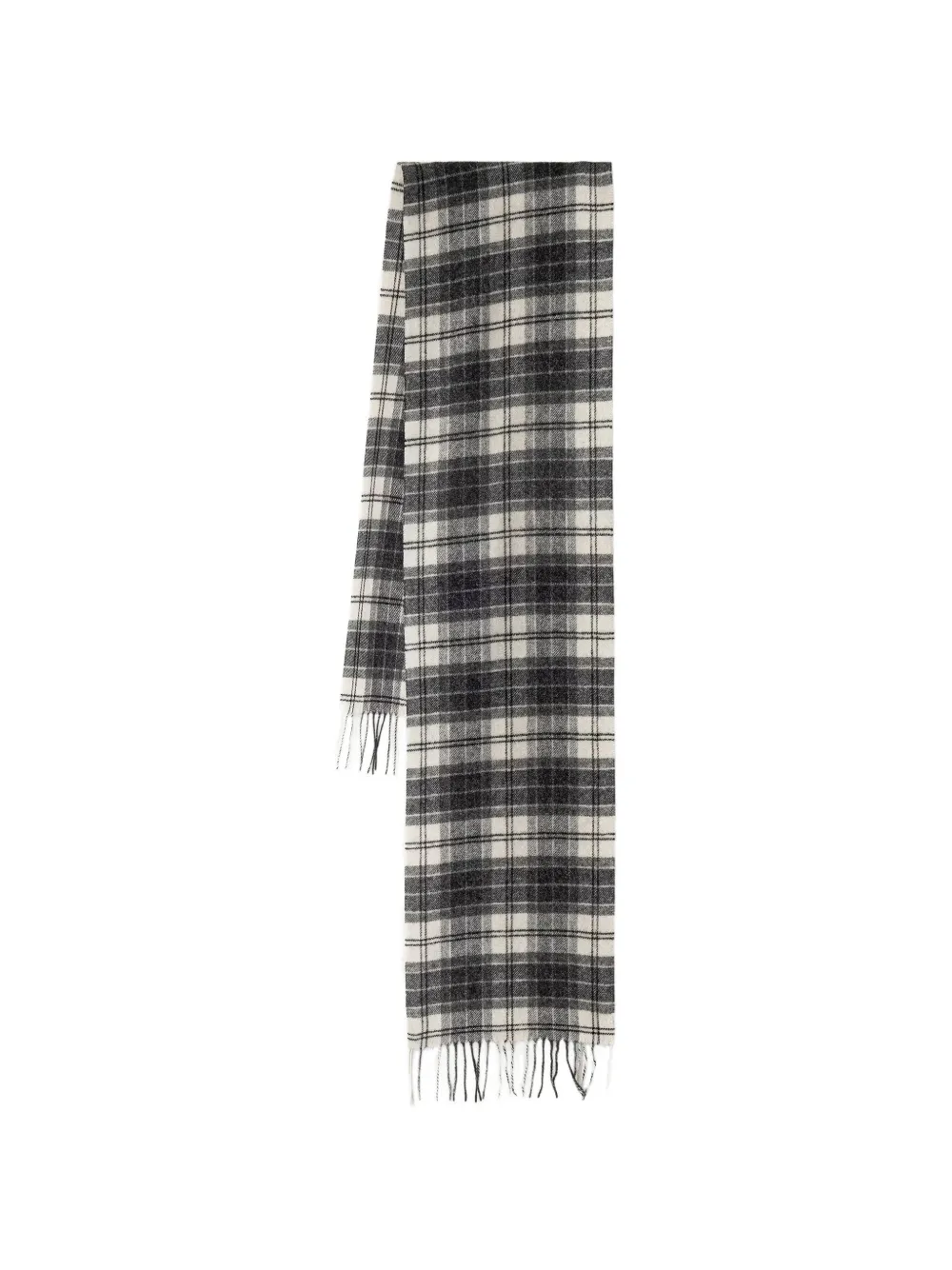 Barbour tartan-check fringed scarf