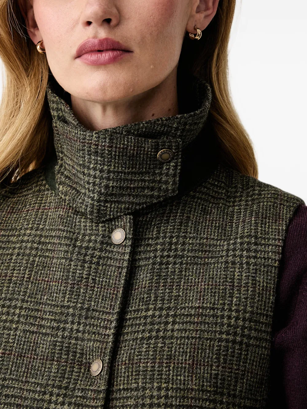 Barbour Joyce check-pattern sleeveless jacket Groen