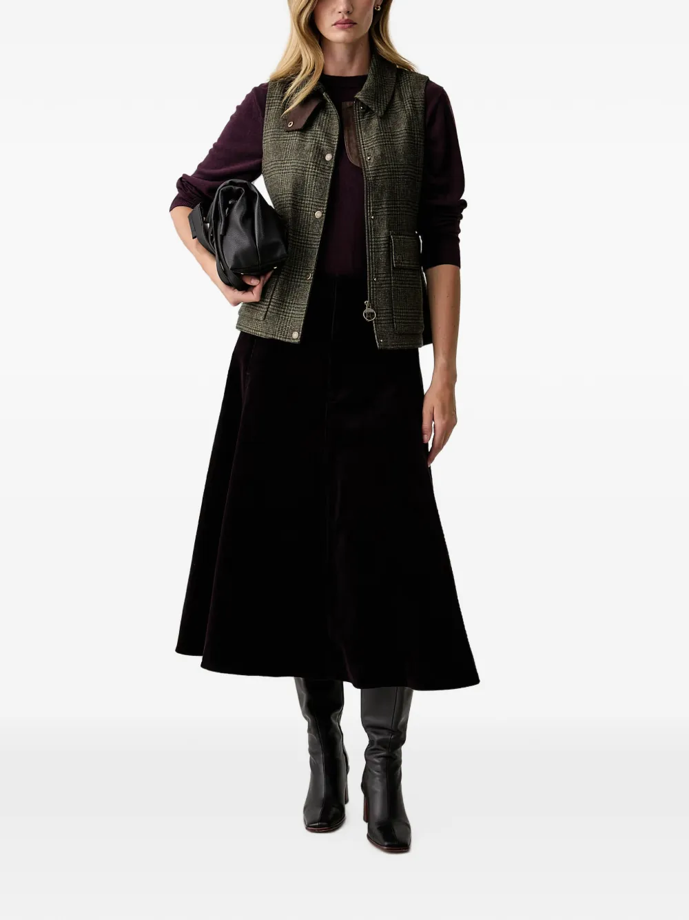 Barbour Joyce check-pattern sleeveless jacket Groen