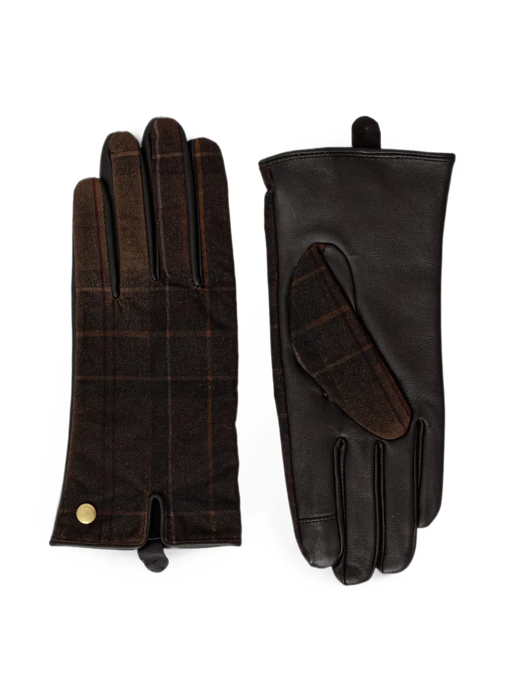 Barbour Scarlet tartan-panel leather gloves
