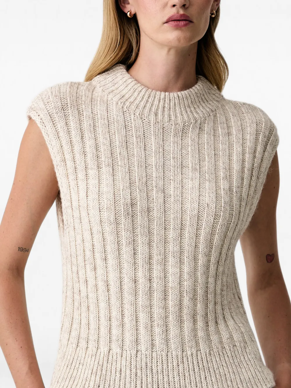 Barbour Anastasia ribbed-knit sleeveless sweater Beige