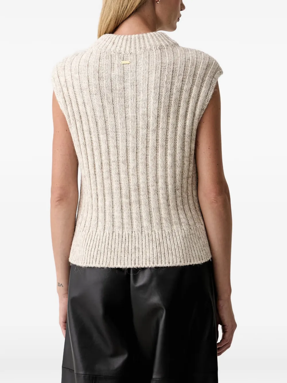 Barbour Anastasia ribbed-knit sleeveless sweater Beige