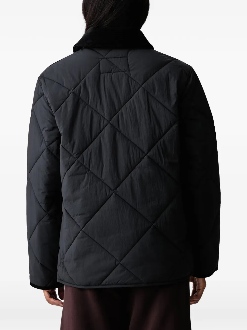 Barbour diamond-quilted corduroy-collar jacket Zwart