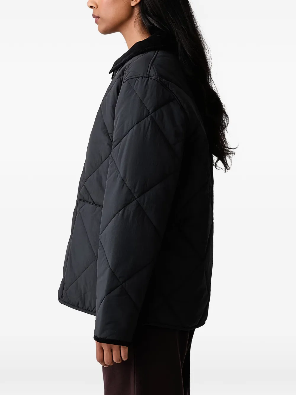 Barbour diamond-quilted corduroy-collar jacket Zwart