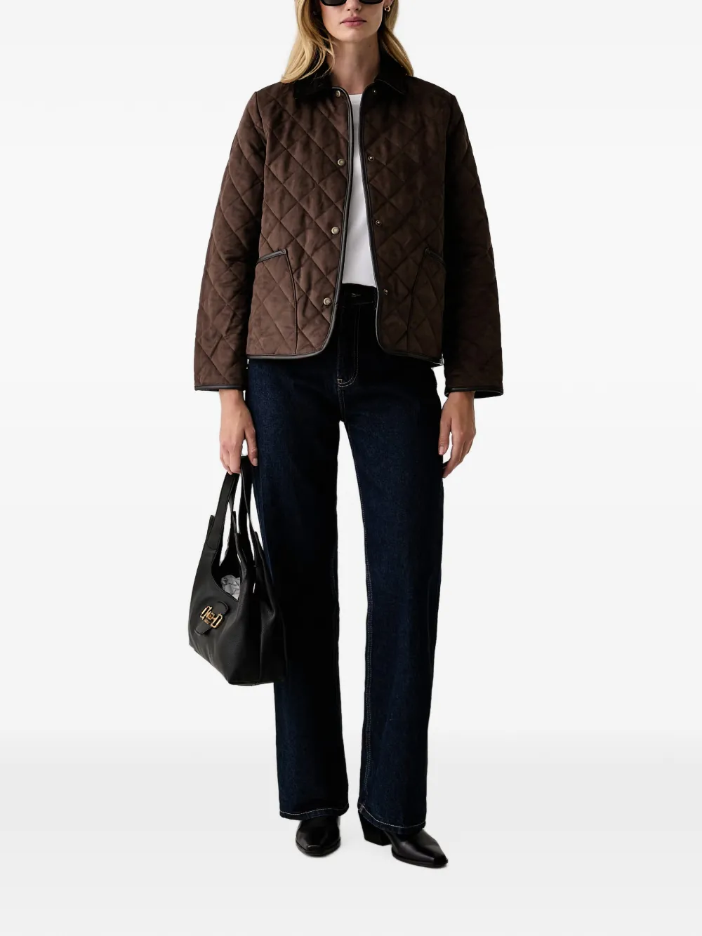 Barbour Sonya quilted corduroy-collar jacket Bruin