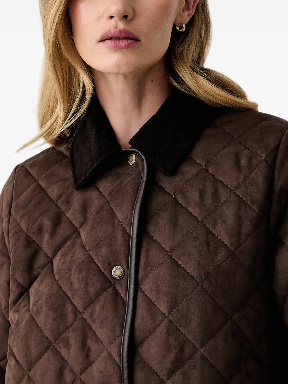 Barbour Sonya quilted corduroy-collar jacket Bruin