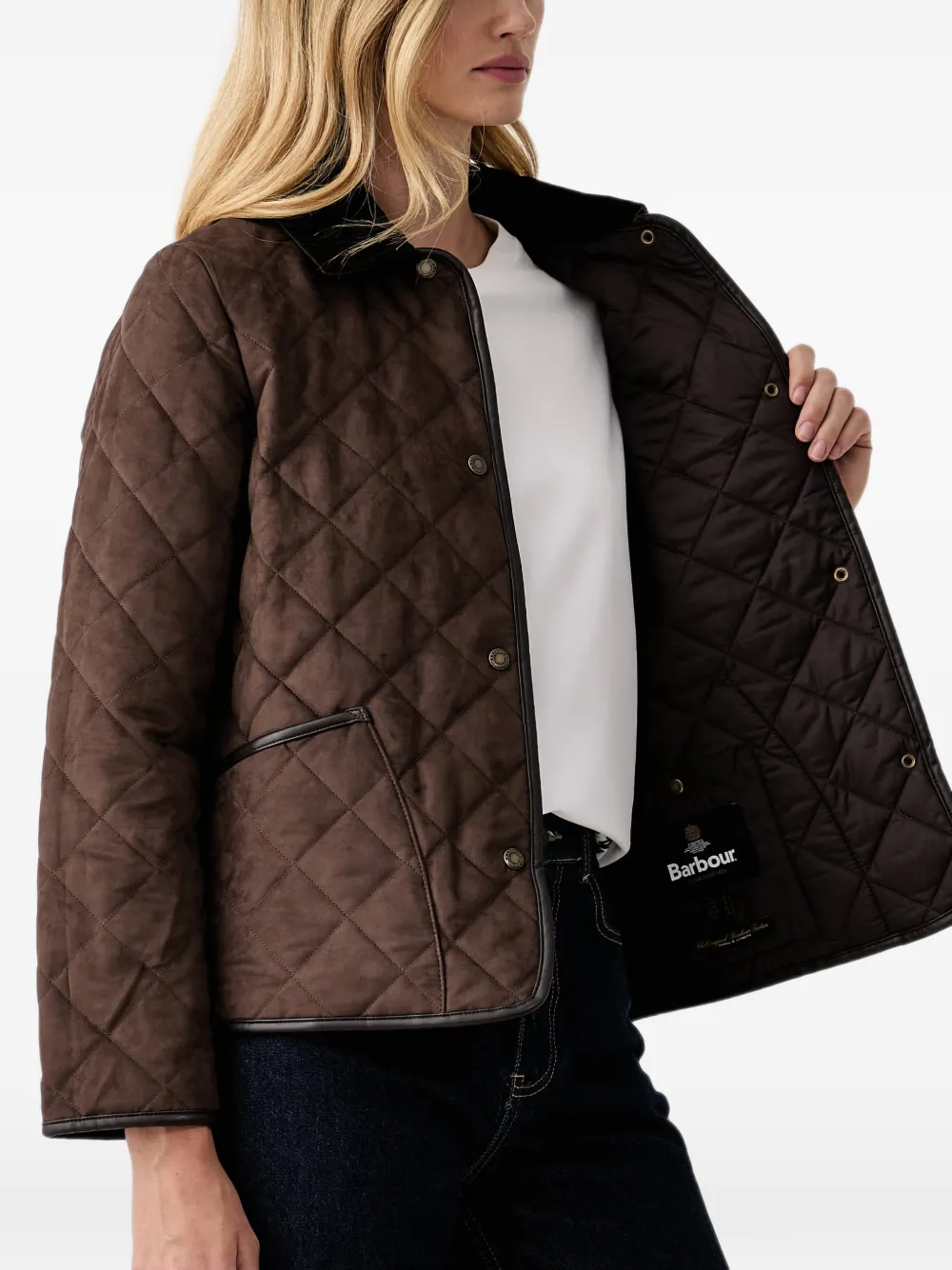 Barbour Sonya quilted corduroy-collar jacket Bruin