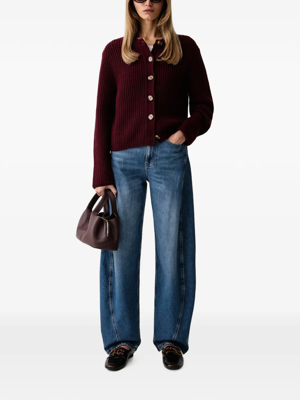 Barbour Adalyn ribbed-knit cardigan Rood