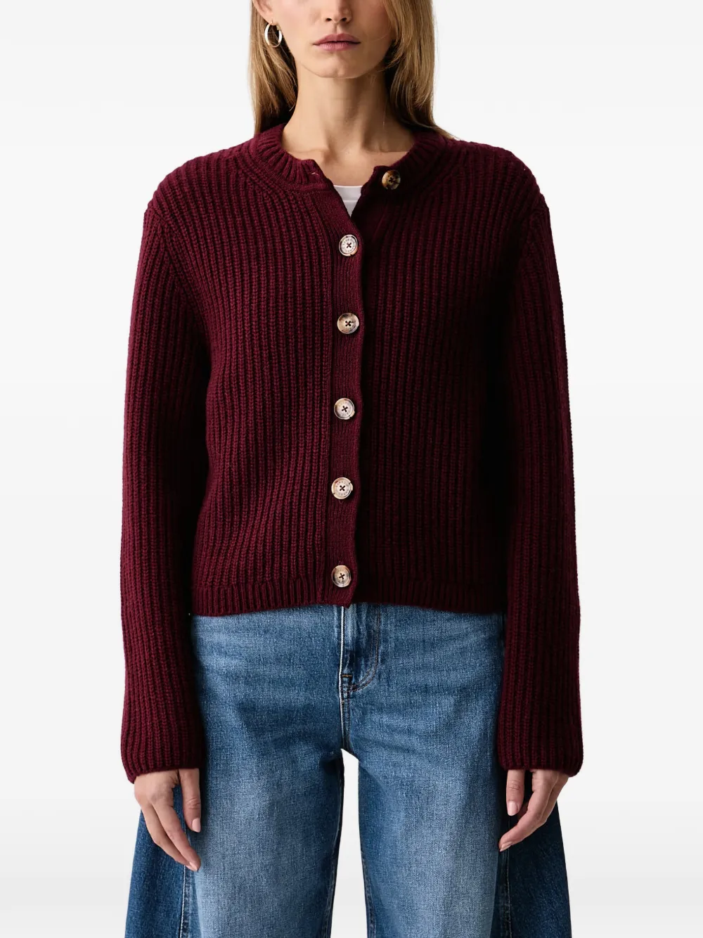 Barbour Adalyn ribbed-knit cardigan - Red
