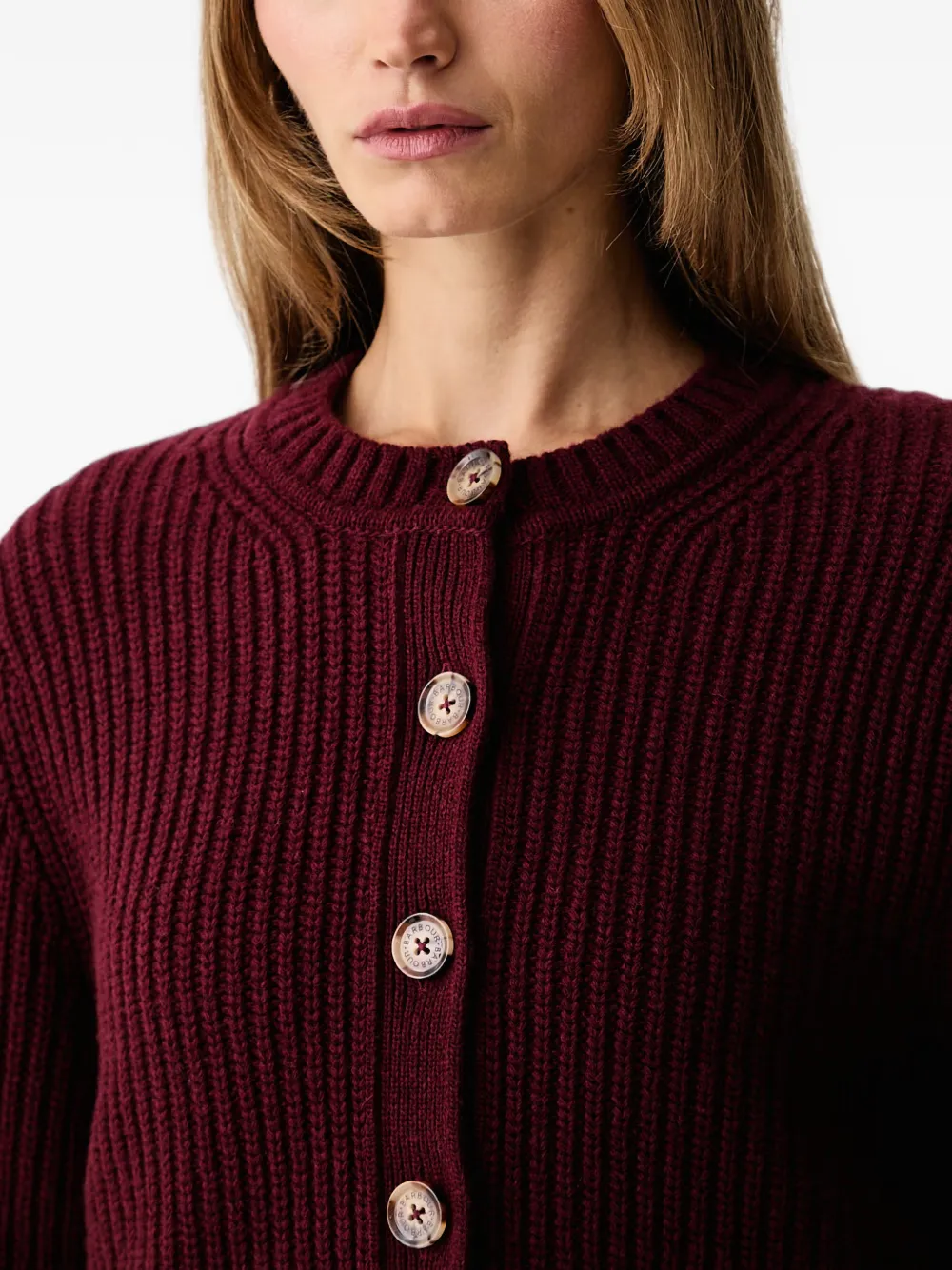 Barbour Adalyn ribbed-knit cardigan Rood