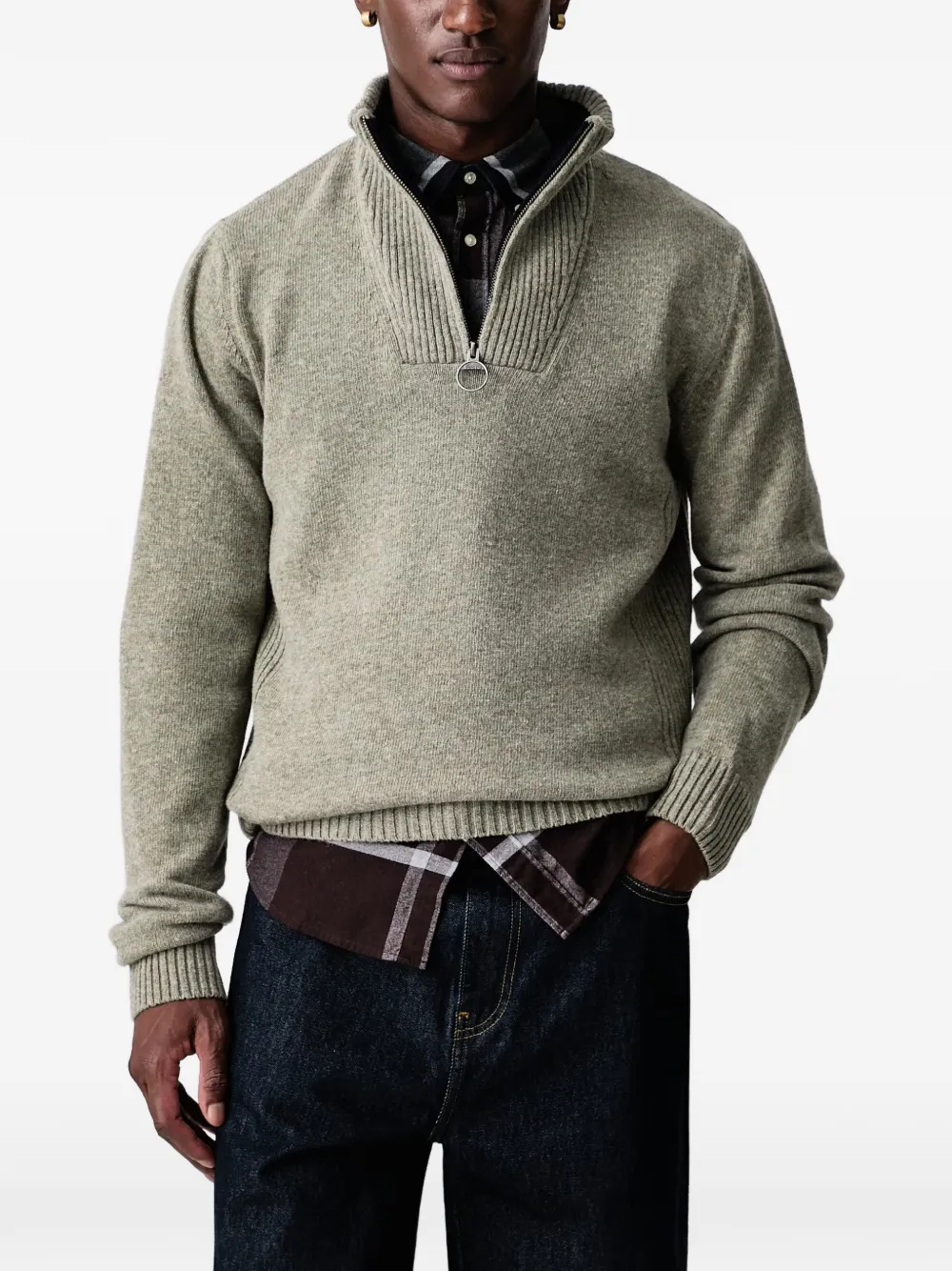 Barbour half-zip rib-trimmed sweater