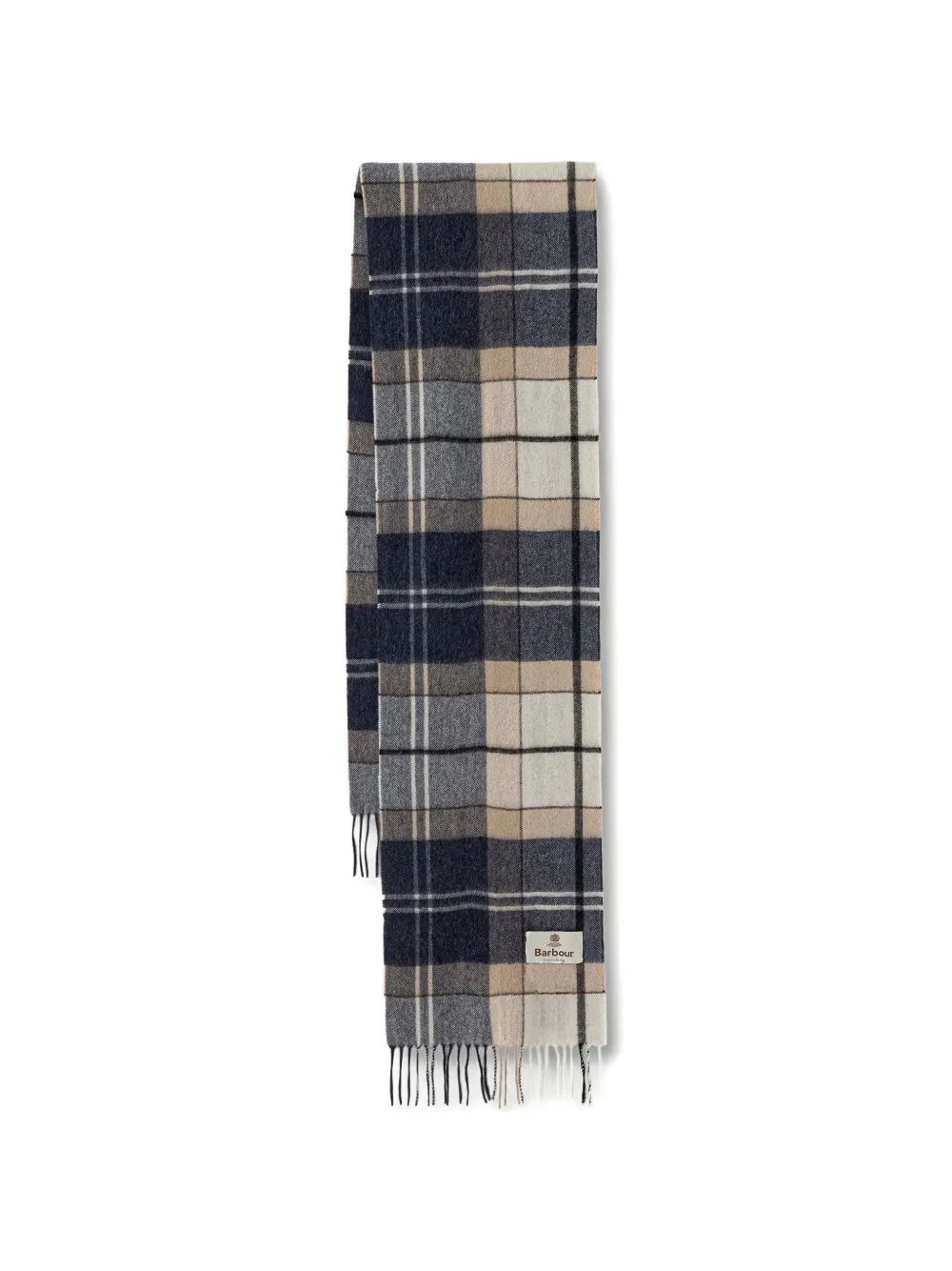 Barbour tartan-check fringed scarf
