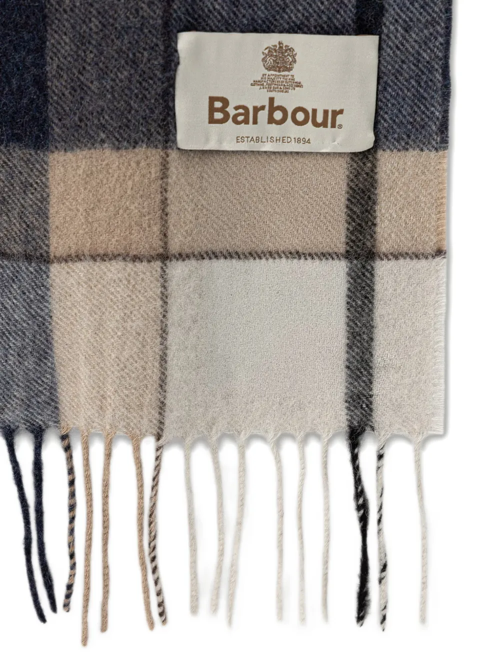 Barbour tartan-check fringed scarf Blauw