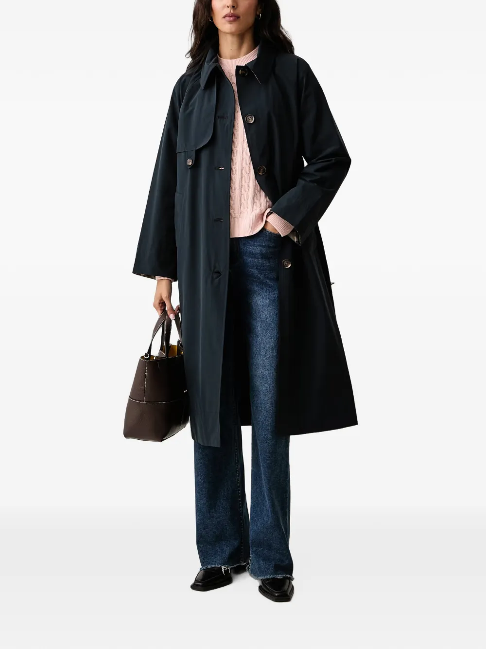 Barbour Antonella belted storm-flap trench coat Blauw