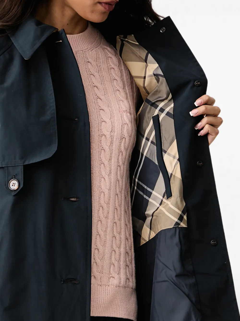 Barbour Antonella belted storm-flap trench coat Blauw