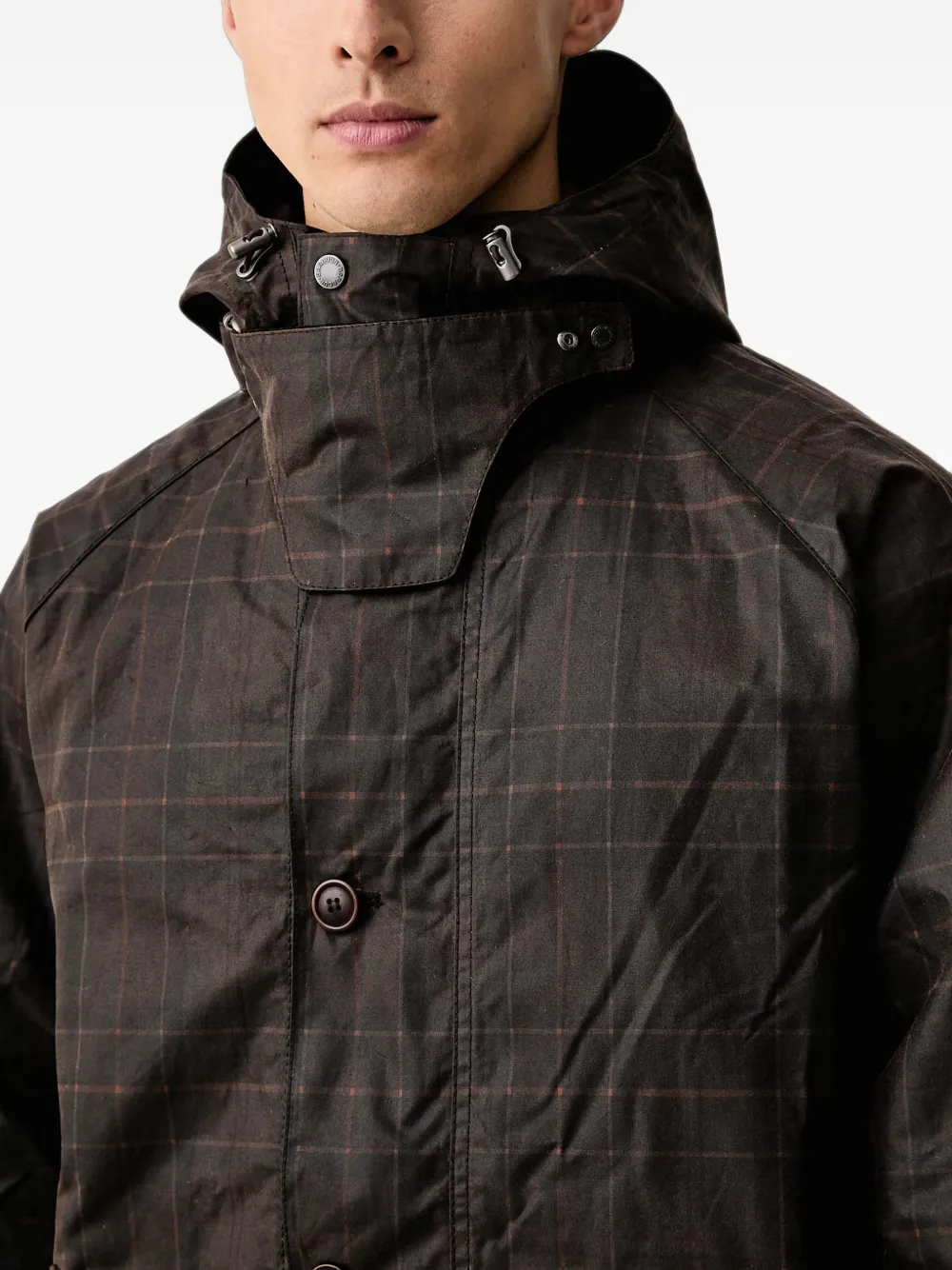 Barbour check-pattern hooded jacket Bruin