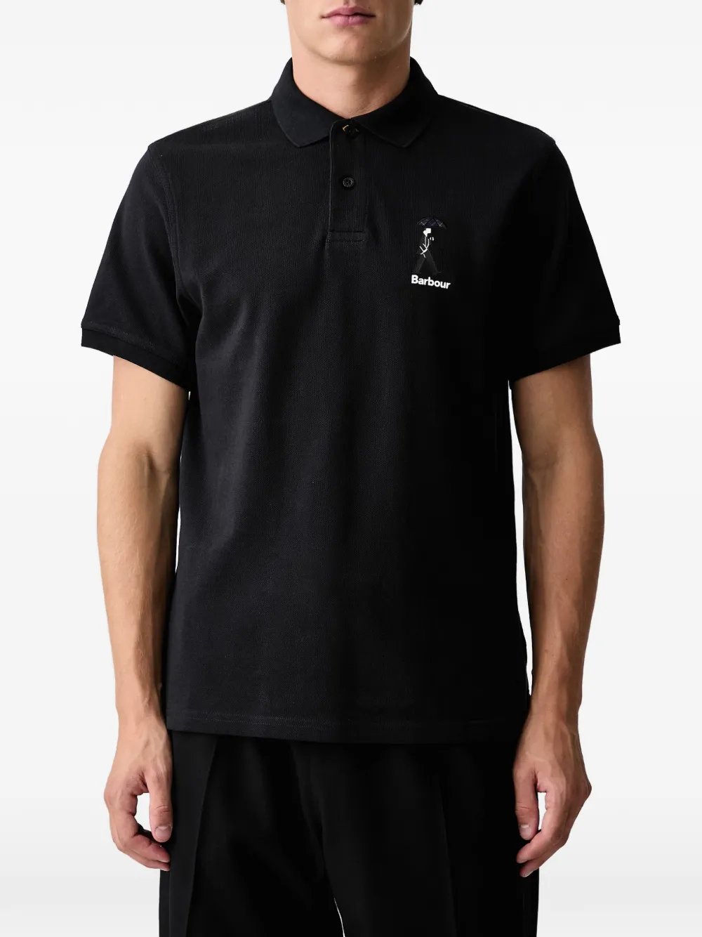 Barbour Piqué poloshirt Zwart