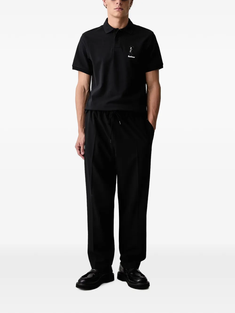 Barbour Piqué poloshirt Zwart