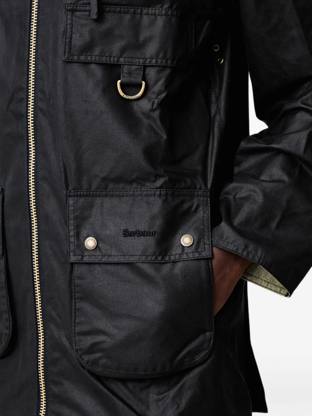 Barbour Highclere gewaxt jack Zwart