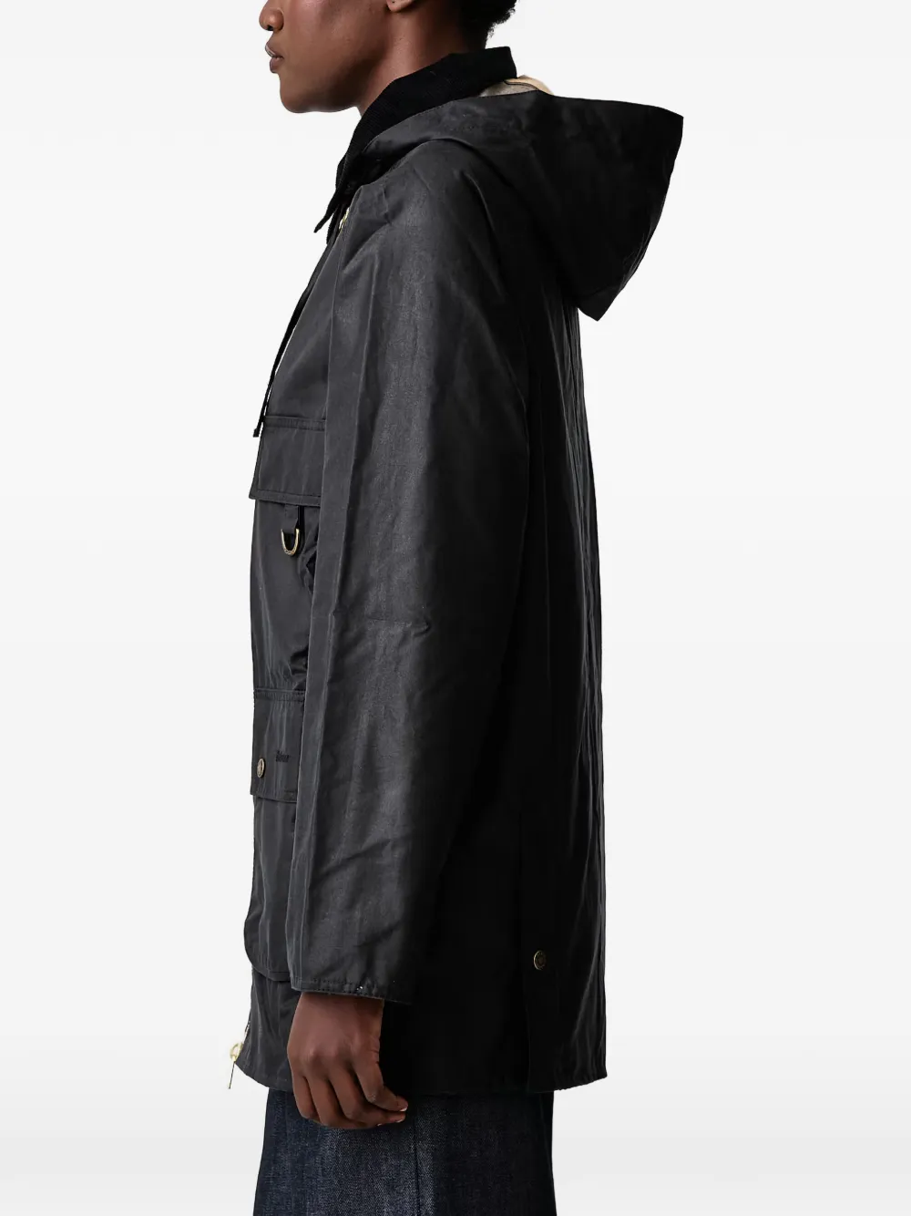 Barbour Highclere gewaxt jack Zwart