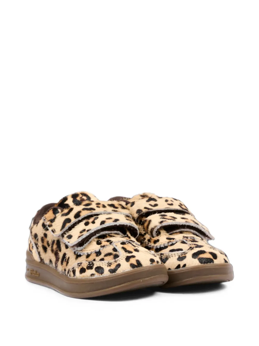 POLO RALPH LAUREN KIDS leopard-print touch-strap sneakers - Marrone