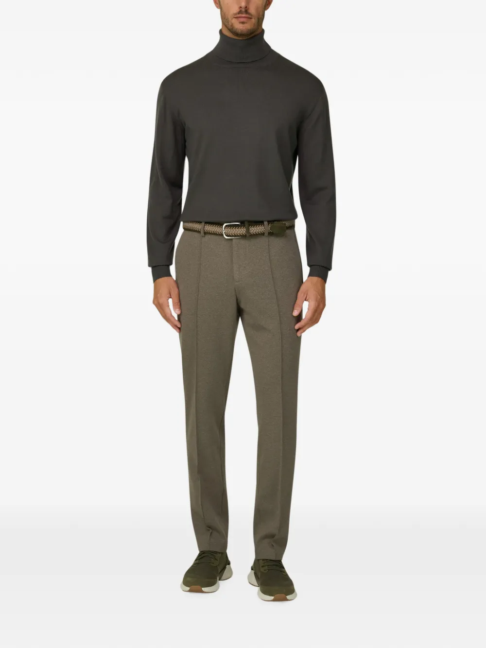Boggi Milano Jersey broek van katoenblend Bruin