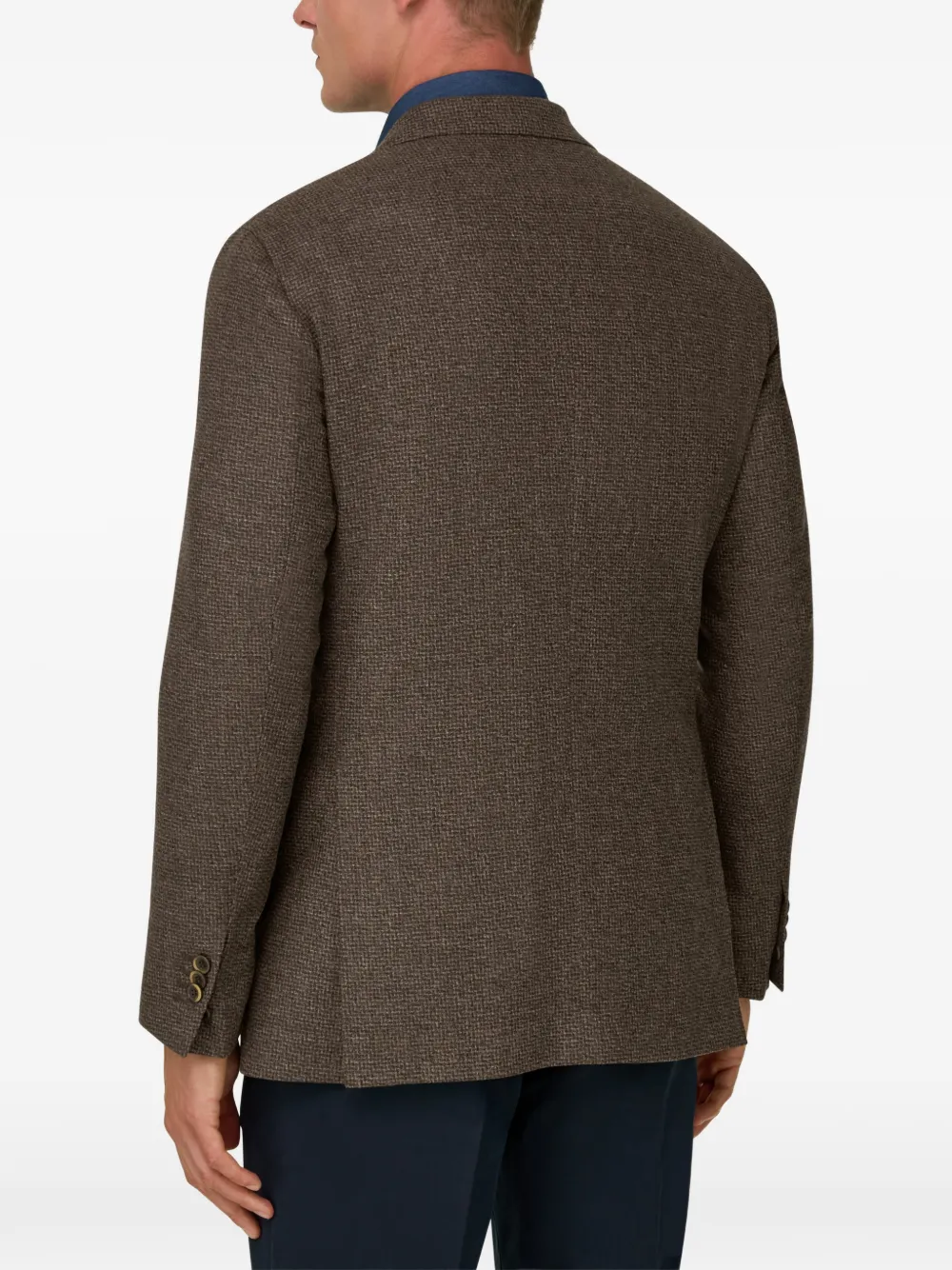 Boggi Milano Wollen kasjmier blazer met micro-patroon Bruin