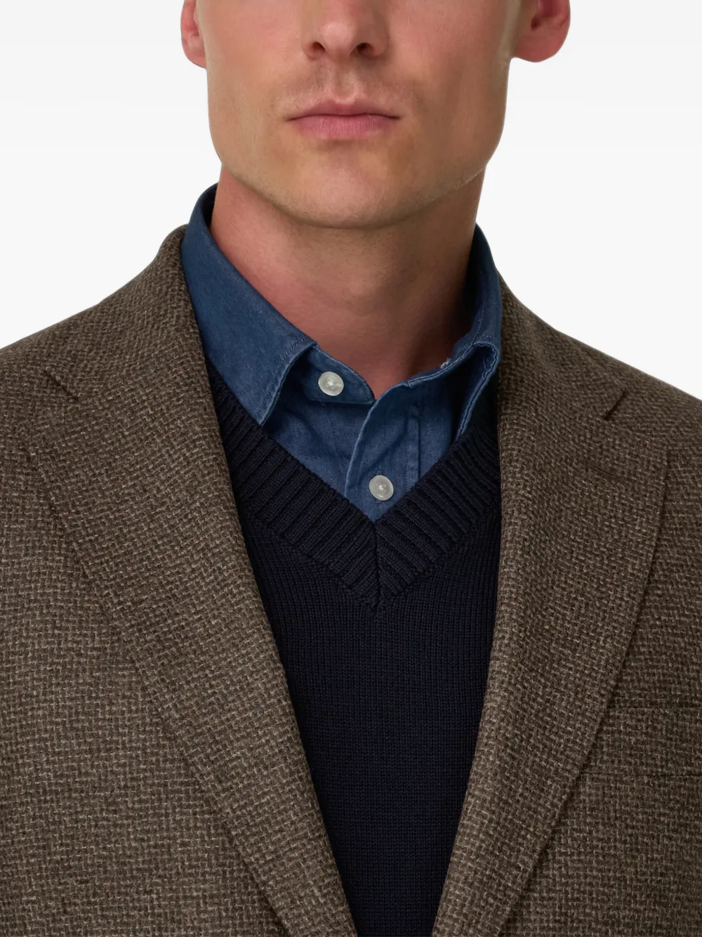 Boggi Milano Wollen kasjmier blazer met micro-patroon Bruin