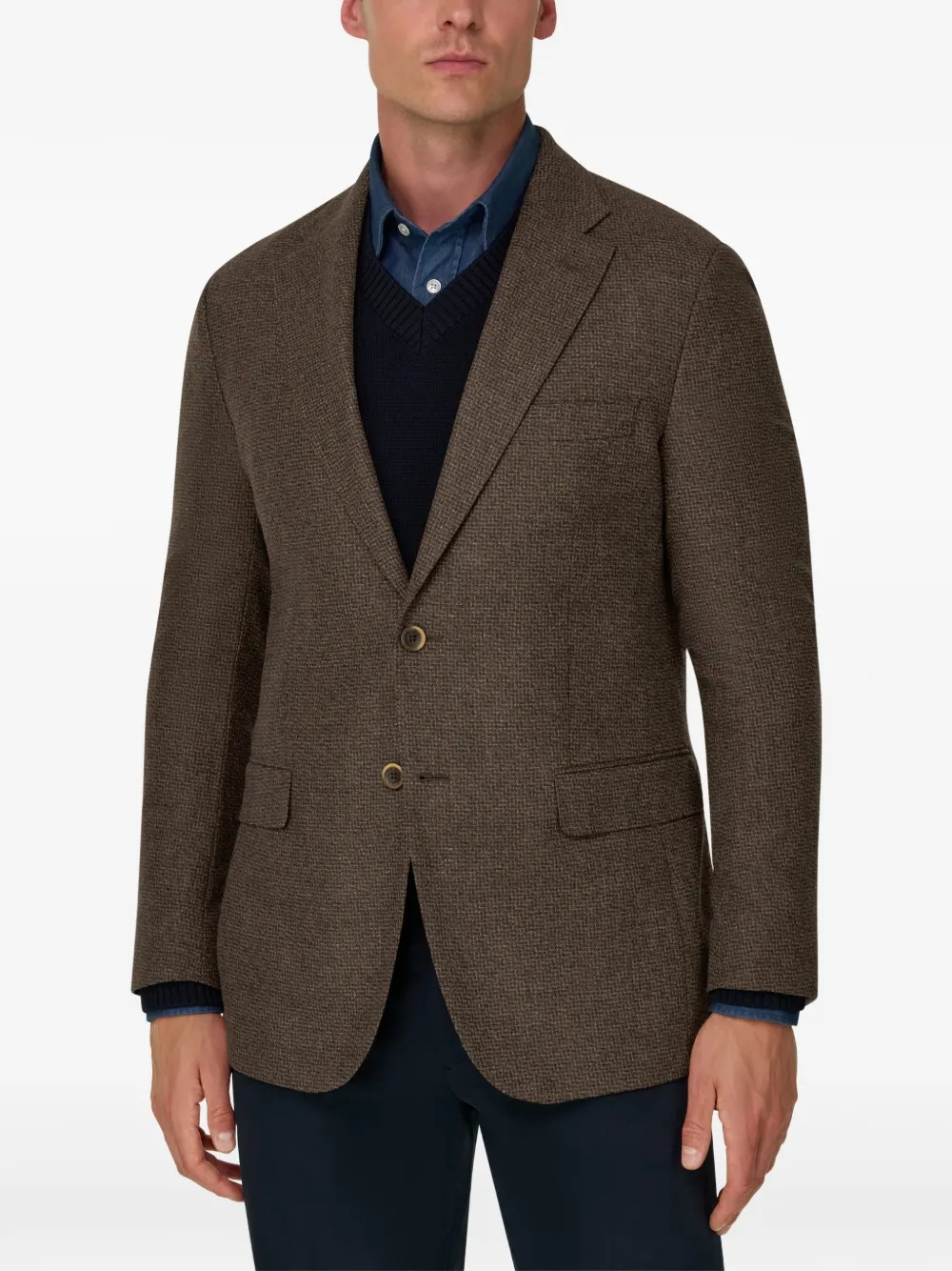 Boggi Milano Wollen kasjmier blazer met micro-patroon Bruin